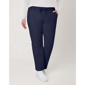 NWT Hanes Navy Blue French Terry Drawstring Crop Pants Women's Size XXL